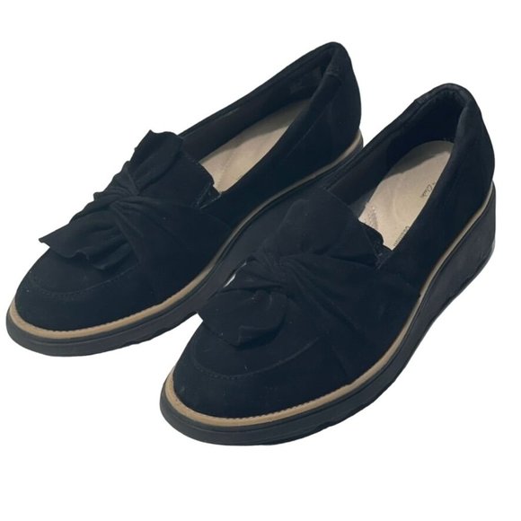 Clarks Shoes - Clarks Womens Sharon Dasher Loafer Slip On Black Premium Suede Size 10